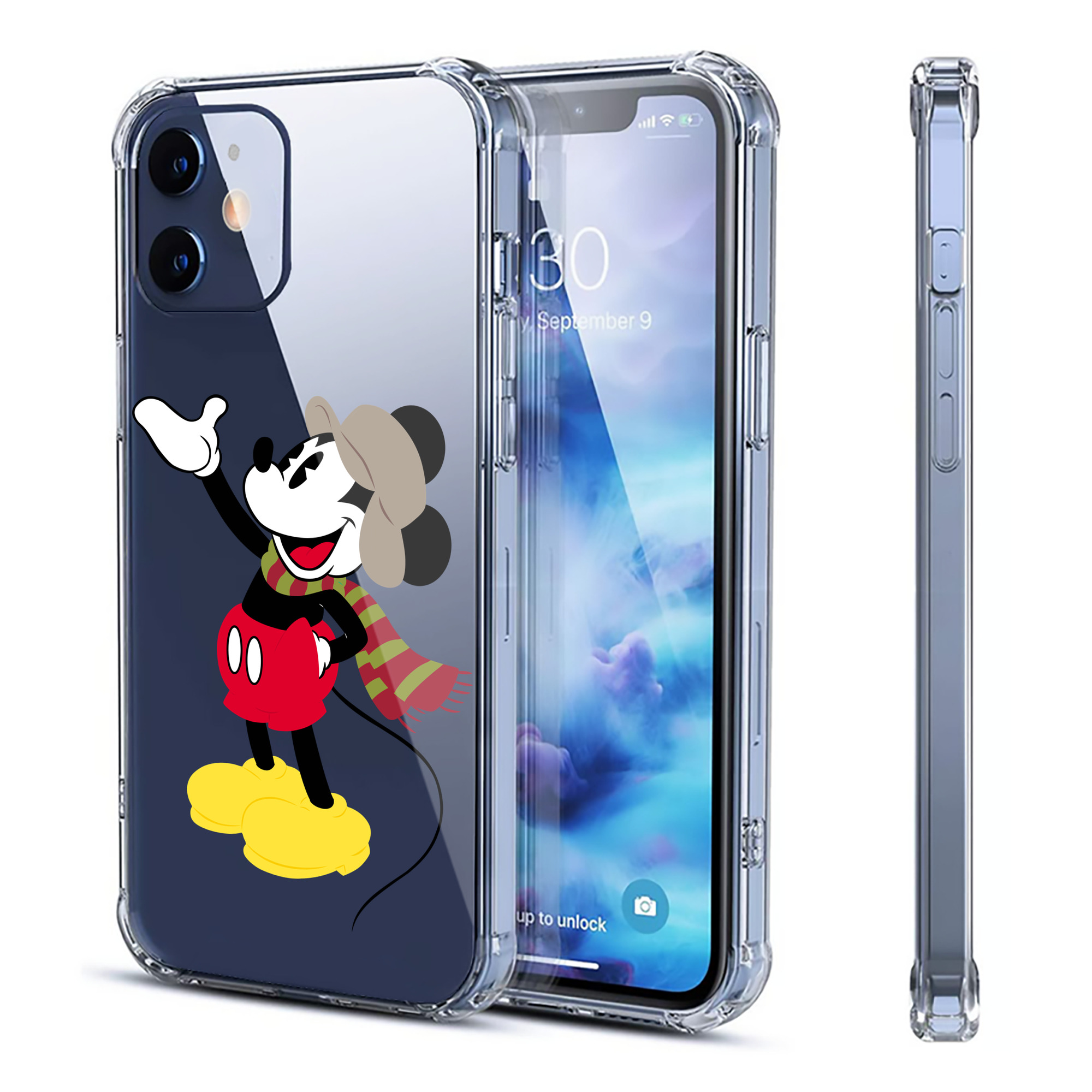 （画像用） ミッキーマウス Mickey Mouse 【iPhone 12シリーズ対応】透明スマホケース（クリアソフトケース）